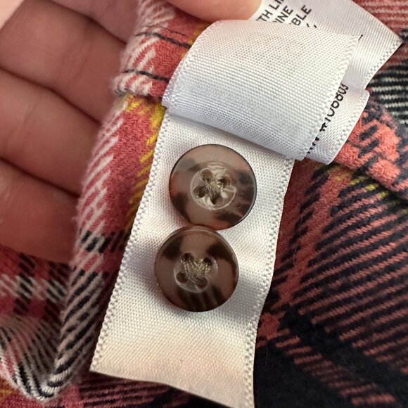 Duluth Trading Flannel Folklore Duster in Pink / Navy / Yellow Sz XL - Picture 14 of 14